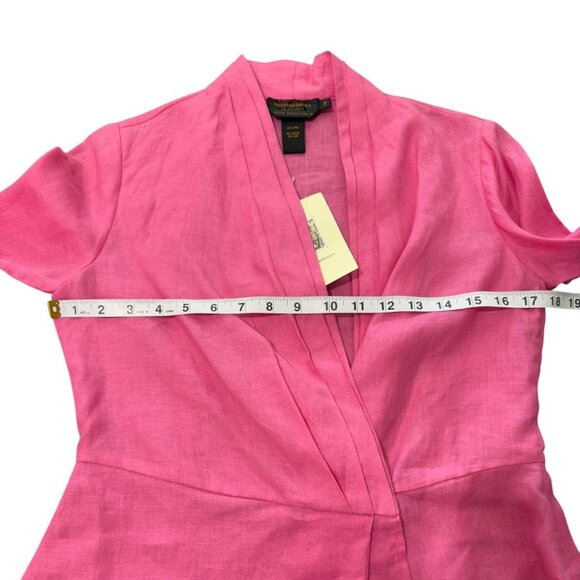 British India Classics Women's Top Irish Linen Wrap Asymmetrical Hem - Picture 5 of 8